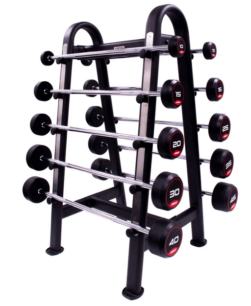 Jordan Rubber Barbell Set 10-45kg Solid Ends with Straight Bars and Rack