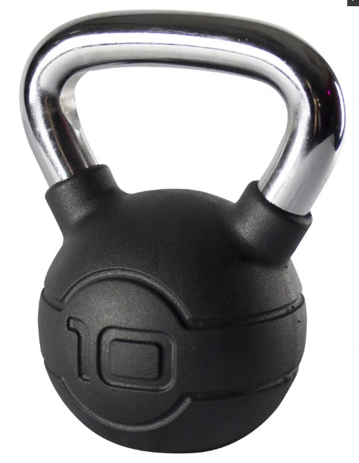 Jordan Black Rubber Covered Kettlebell with Chrome Handle (up to 24kg) - Best Gym Equipment