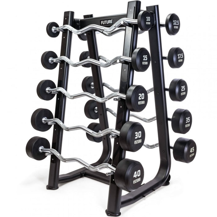 Future Premium EZ Curl Rubber Barbell Set Rack 10 45kg — Best