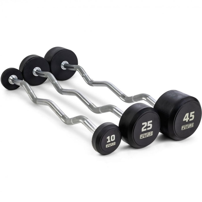 Future Premium EZ Curl Rubber Barbell Set Rack 10 45kg — Best