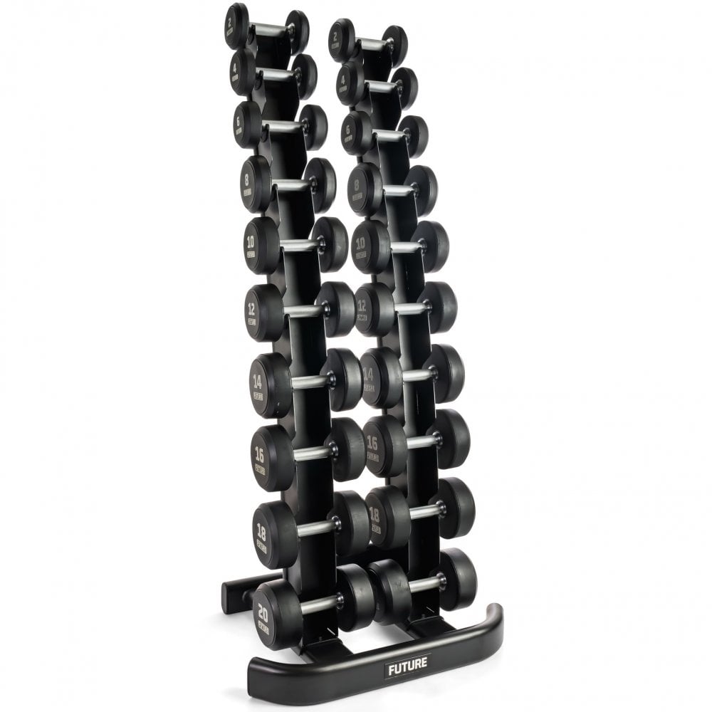 Future Premium Rubber Dumbbell Set & Rack 2 - 20kg — Best Gym Equipment