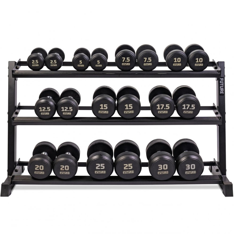 Future Premium Rubber Dumbbell Set & Rack 2.5 - 30kg — Best Gym Equipment