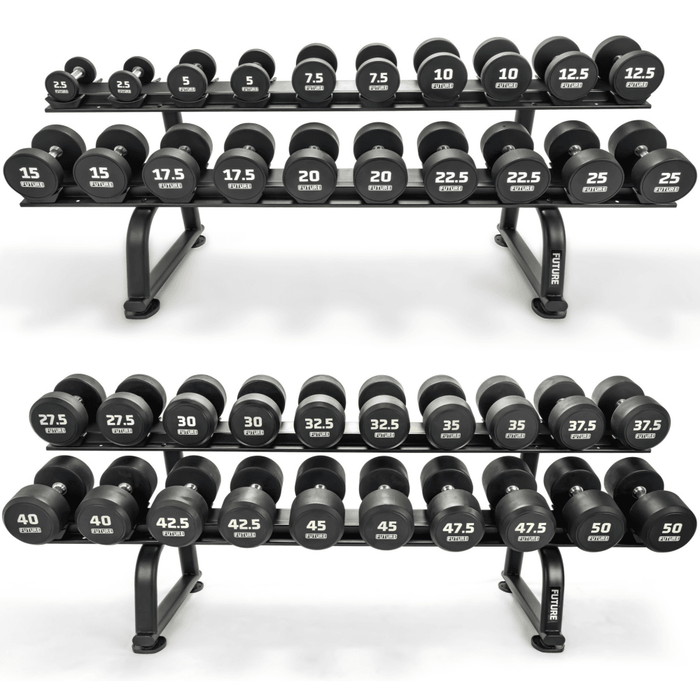 Future Premium Urethane Dumbbell Set & Racks 2.5 - 50kg