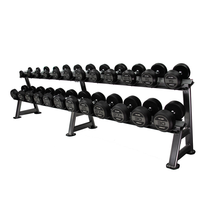 Jordan Classic Rubber Dumbbells Set Grey 2.5-30kg With Rack