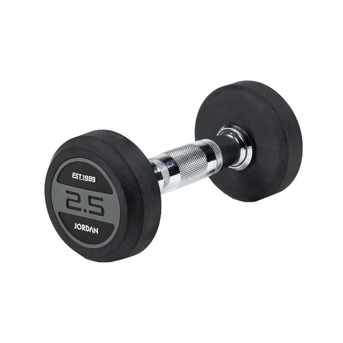 Jordan Classic Rubber Dumbbells Set Grey 2.5-12.5kg With Rack