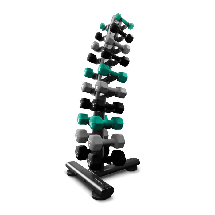 Physical Company Studio Upright Dumbbell Rack - With Set of 10 Pairs of Neo-Hex Dumbbells