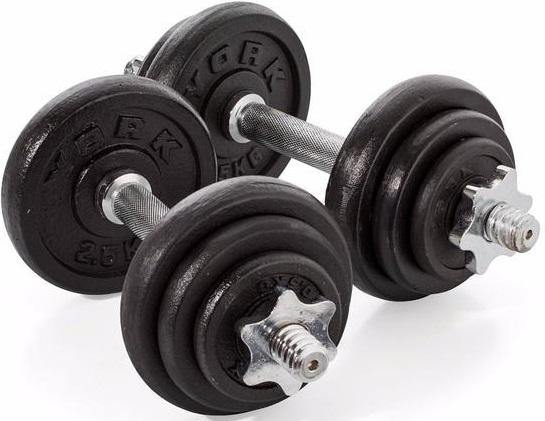 York 20kg Black Cast Iron Dumbell Set in a case - Best Gym Equipment