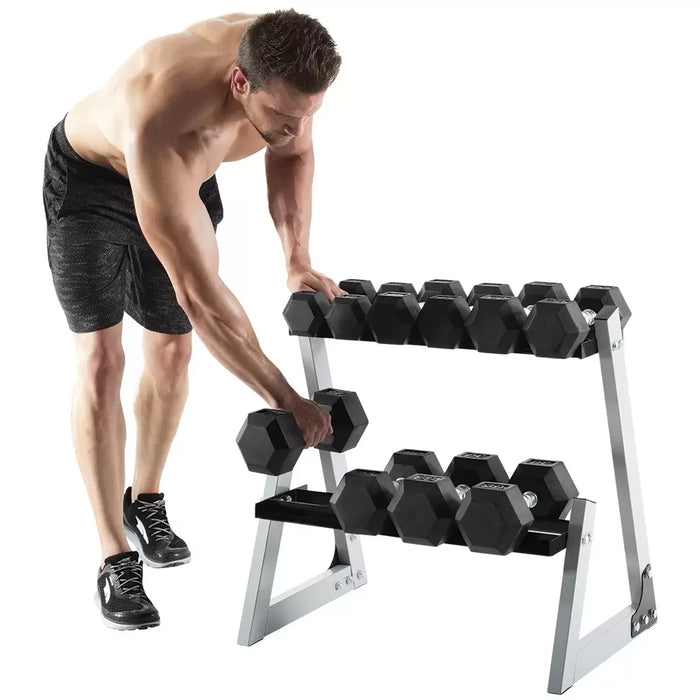 Weider Rubber Hex Dumbbell 80kg Set with Rack Best Gym Equipment