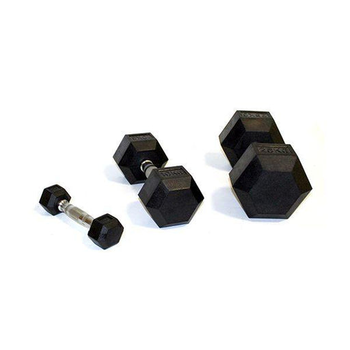 GymGear 2.5 - 25kg Rubber Hex Dumbbell Set (10 pairs in 2.5kg increments) - Best Gym Equipment