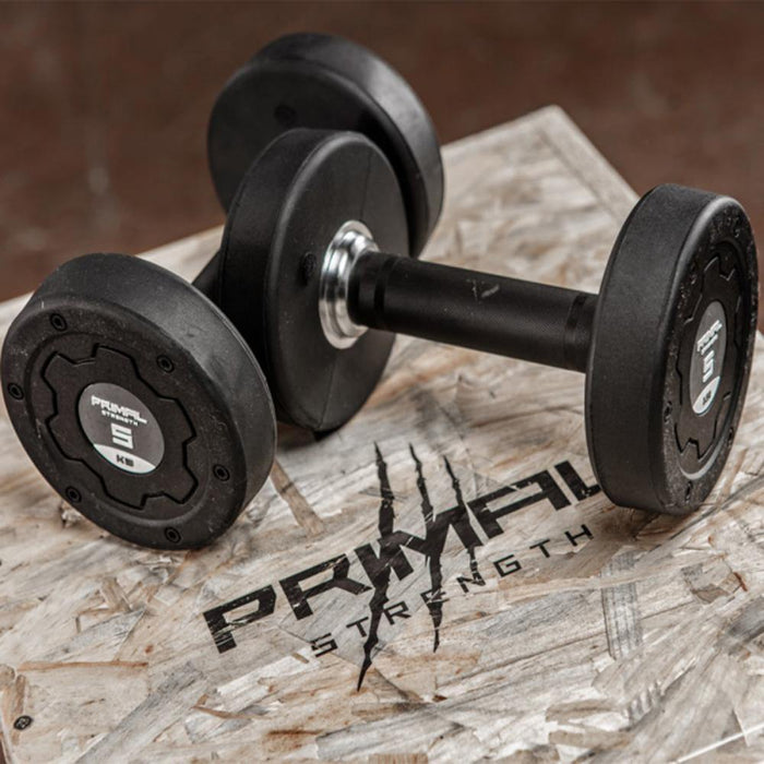 Primal Strength Premium Rubber Nero Dumbbells 27.5kg-50kg - Best Gym Equipment