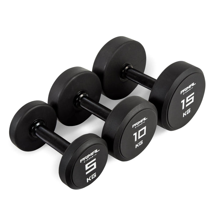 Primal Strength Urethane Dumbbell Set 52.5Kg - 70Kg – (8 Pairs) - Best Gym Equipment