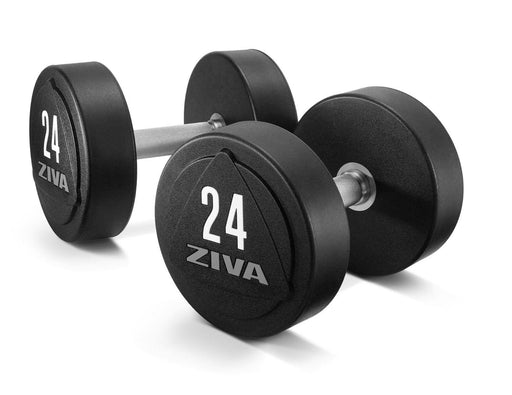 Ziva Zvo Solid Steel Urethane Dumbbells - Grey Logo - Best Gym Equipment