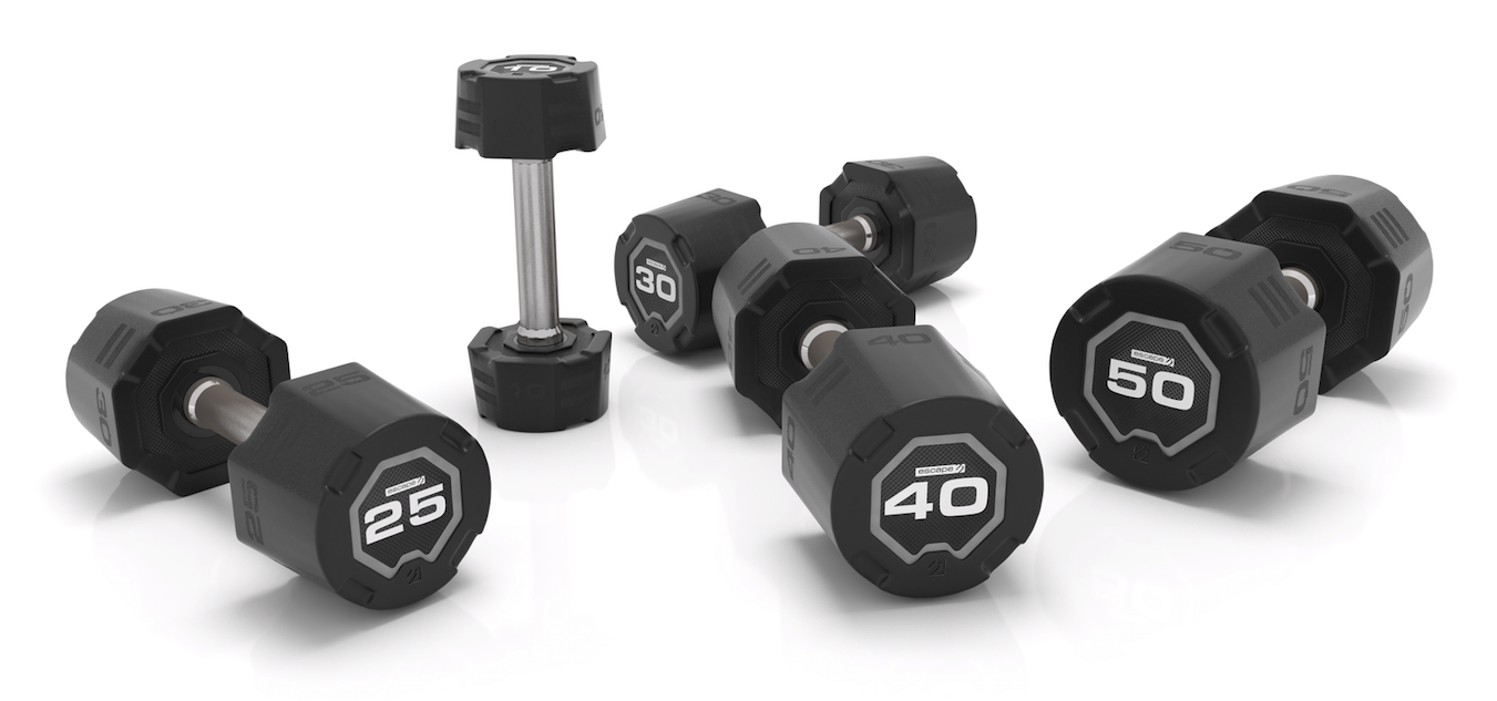 Escape 2-40kg Nucleus Urethane Dumbbell Set with Rigid Rack - Best Gym Equipment