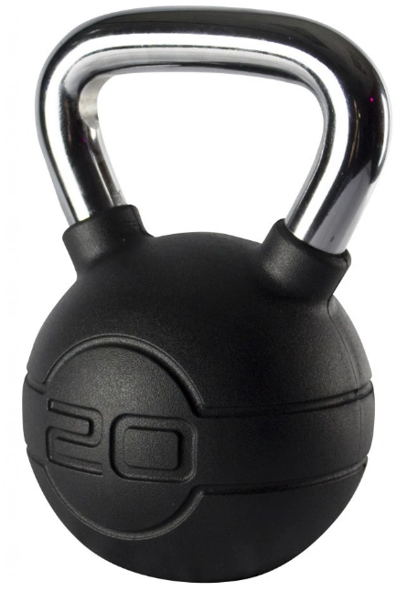 Jordan Black Rubber Covered Kettlebell with Chrome Handle (up to 24kg) - Best Gym Equipment