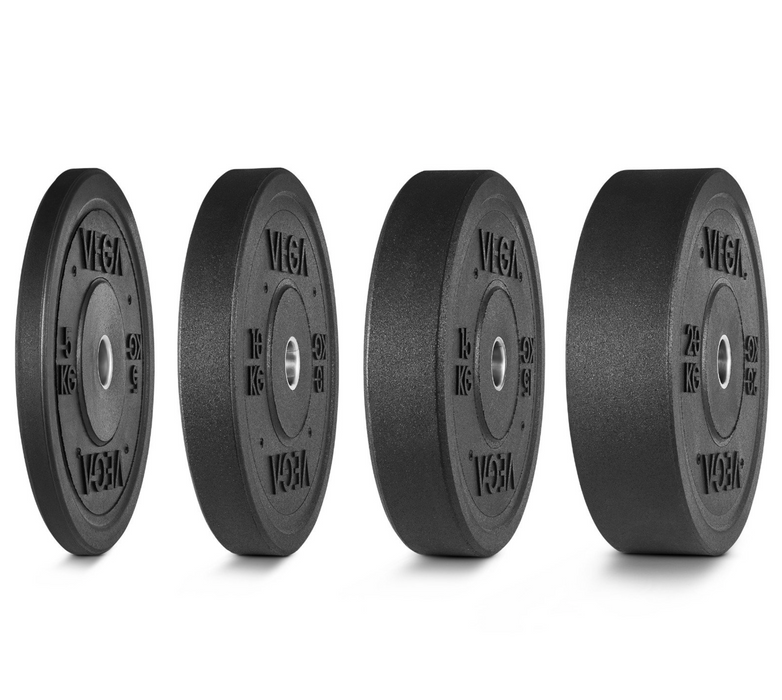 VEGA Fitness ECO Rubber Crumb Olympic Bumper Plates - 200kg Set - Best Gym Equipment