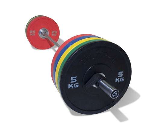 Physical Company PU Competition Bumper Plate Barbell Set - 150kg
