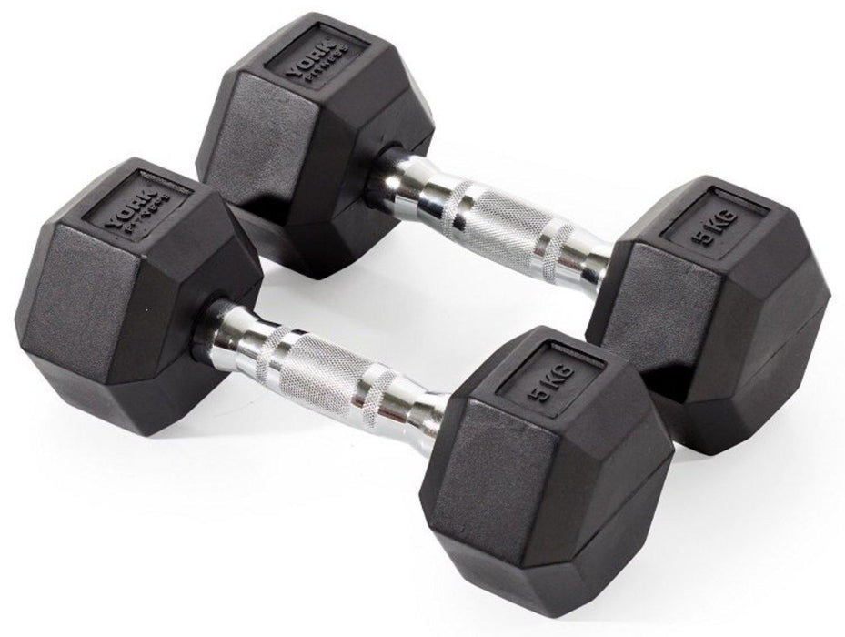 York Rubber Hex Dumbbell Set 2.5-50kg with Racks - Best Gym Equipment