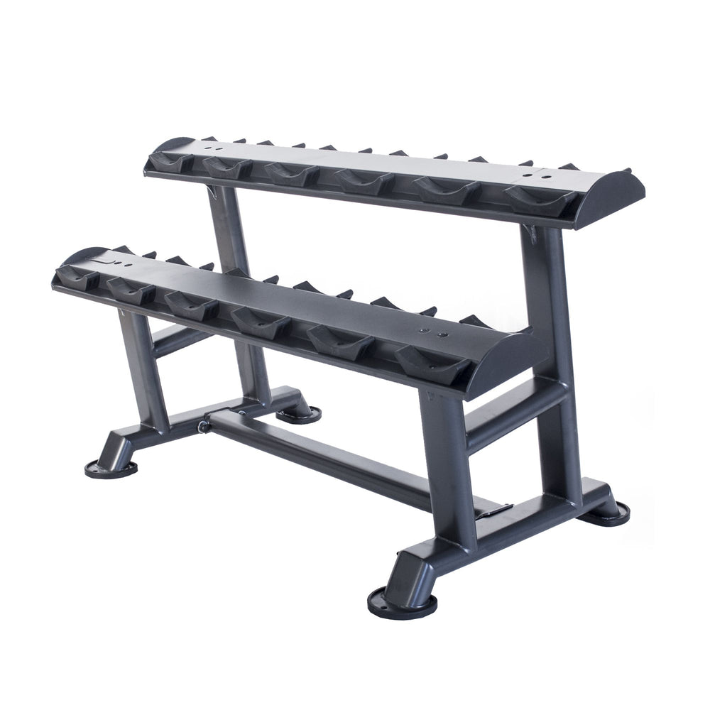 Physical Company Horizontal Dumbbell Rack with Saddles - Holds 6 pairs