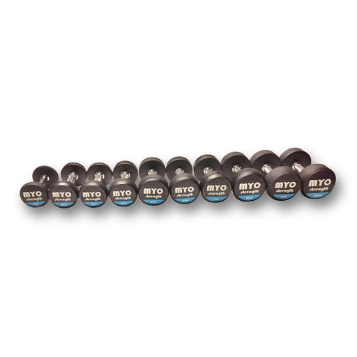 MYO Strength Rubber Dumbbells with PU End Caps - 1 - 10kg (1kg inc / 10 pairs set)