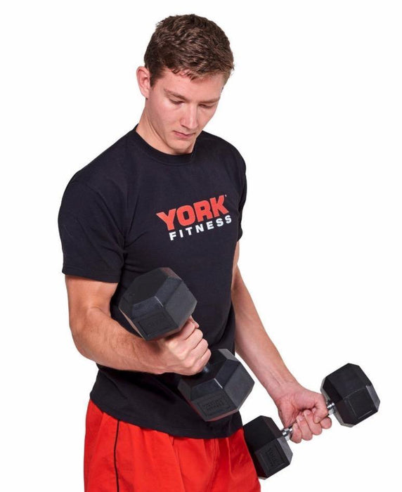 York Individual Rubber Hex Dumbbell (up to 50kg) - Best Gym Equipment