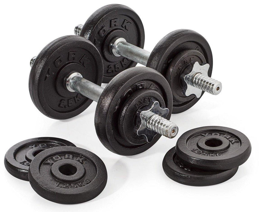 York 20kg Black Cast Iron Dumbell Set - Best Gym Equipment