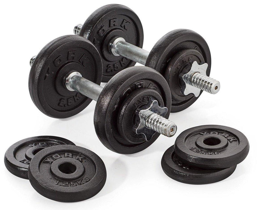 15 Kg York Dumbbell Set York Fitness 15 KG Black Cast Iron