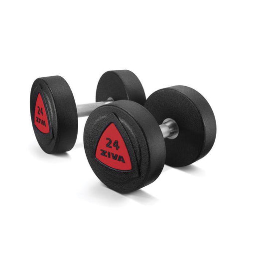Ziva ZVO Solid Steel Urethane Dumbbells - Red Logo - Best Gym Equipment